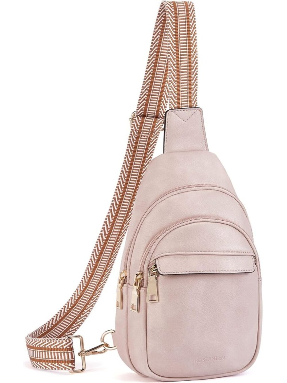 Women's Pink Leather Adjustable Strap Crossbody Fanny Pack Boho Sling Chest Bag